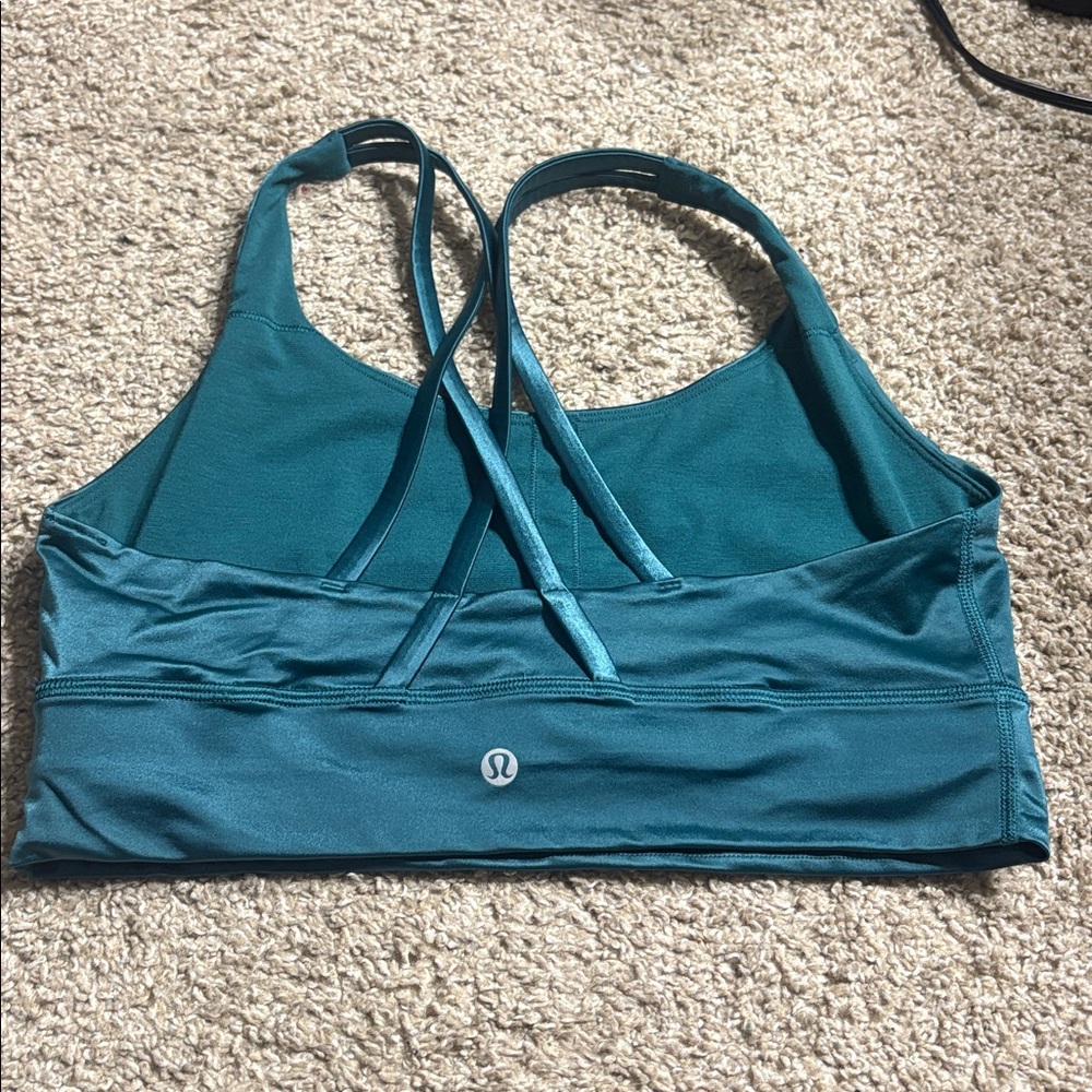 Lululemon Energy Longline Bra *Medium Support, B-D Cups Foil Storm Teal Size 10 - Picture 4 of 4